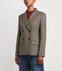 Wool Check Double-Breasted Blazer CHOCOLATE