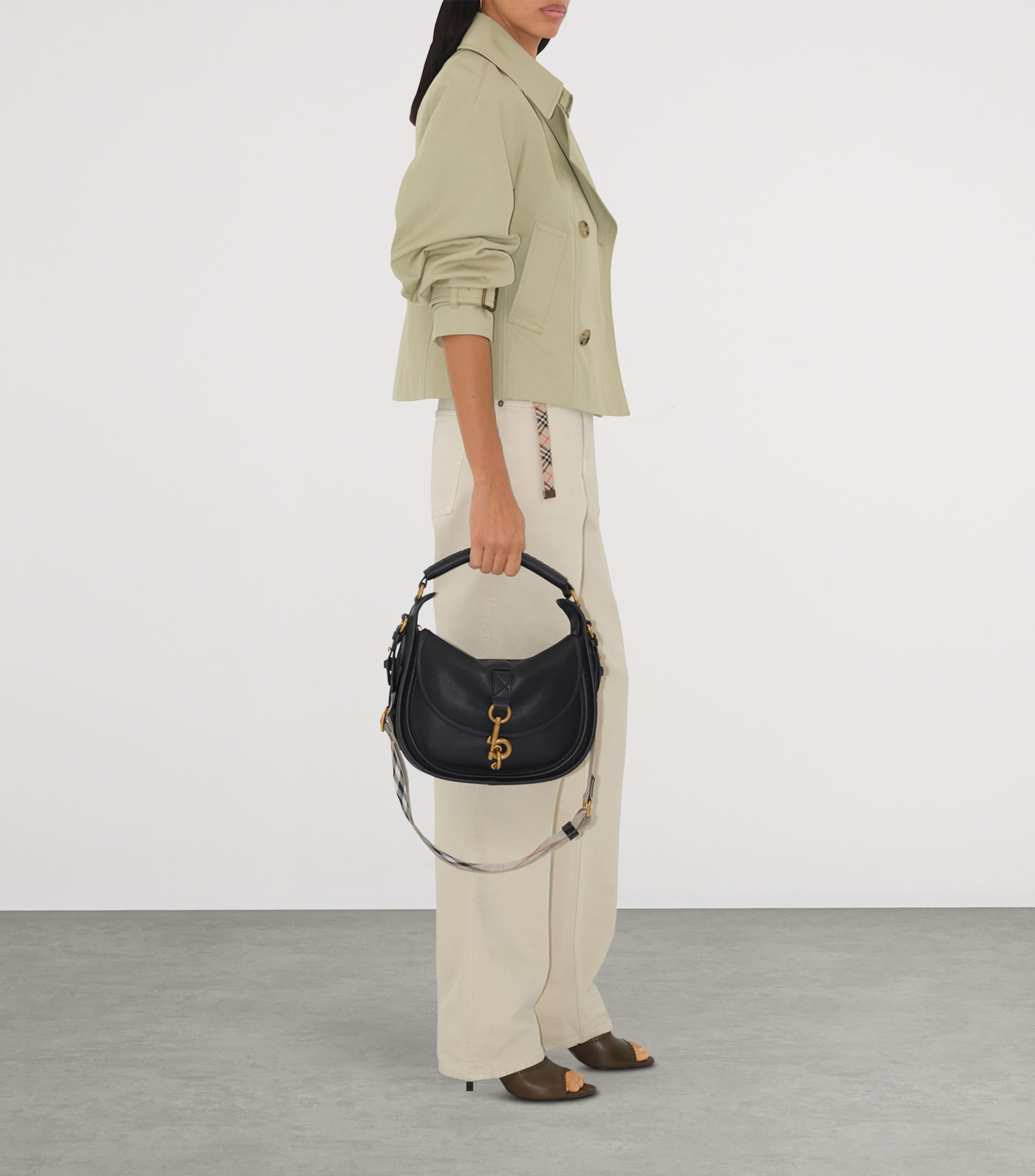 Burberry Small Calf Leather B Clip Messenger Bag