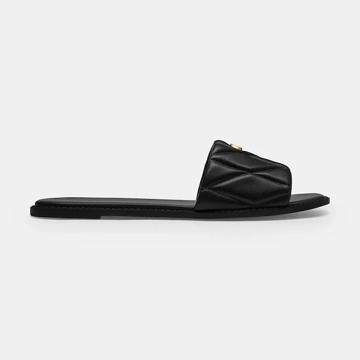 Coach Holly Quilted Leather Sandal kadın deri düz taban terlik