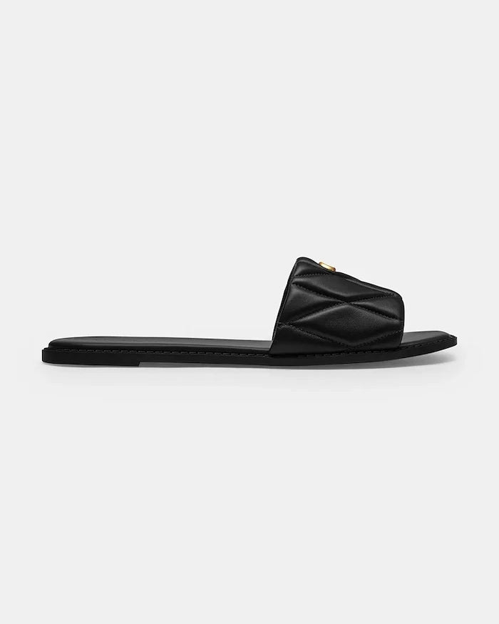 Coach чехли с равна подметка дамски от кожа Holly Quilted Leather Sandal