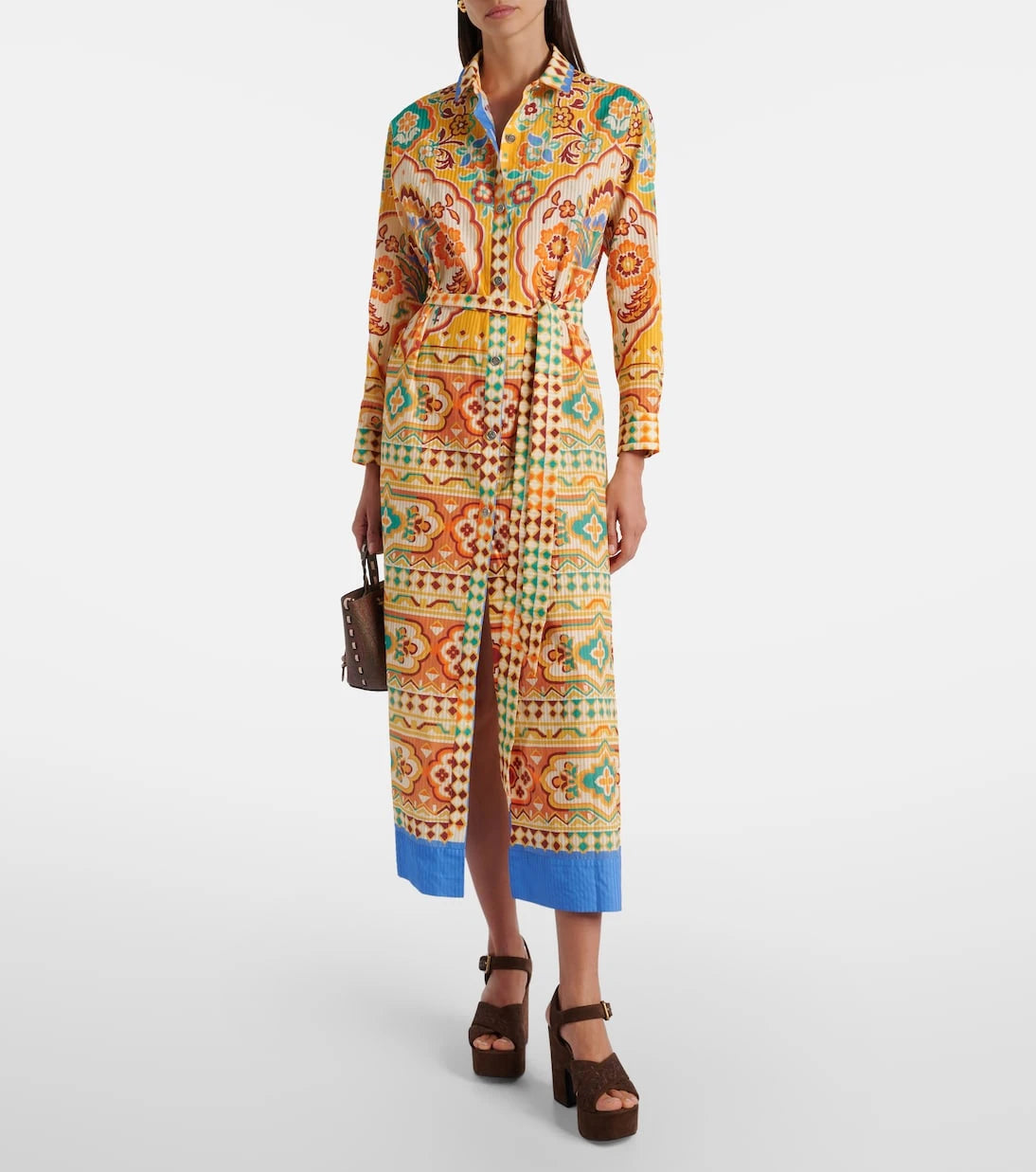 Etro - Printed cotton and silk midi dress
