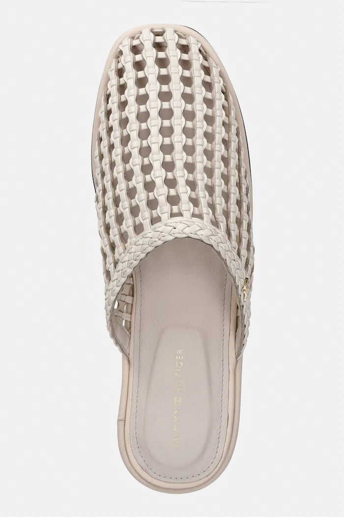 Tommy Hilfiger Kadın Terlik HILFIGER LEATHER MIX FLAT MULE