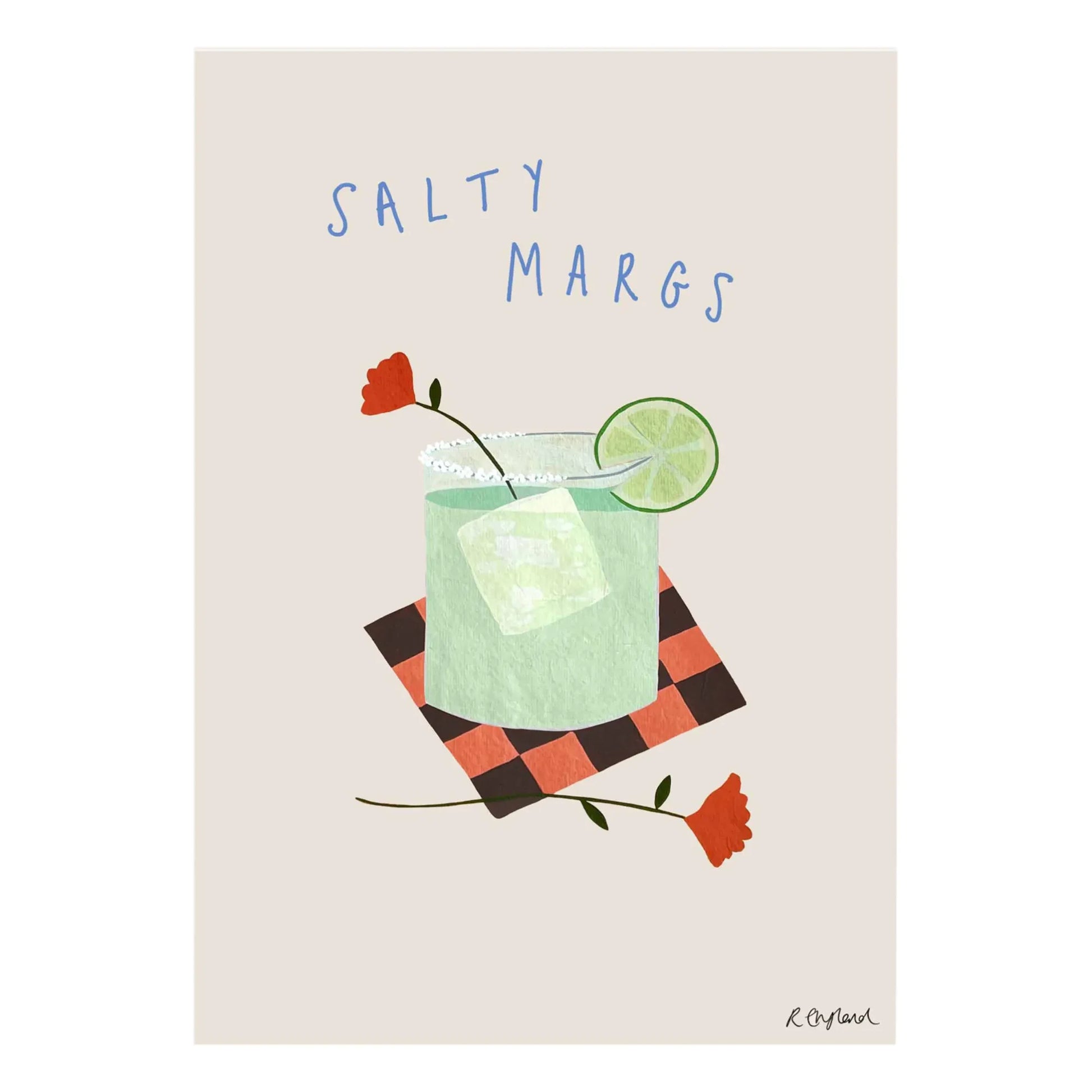 Rose England - Salty Margs Poster | Powder pink