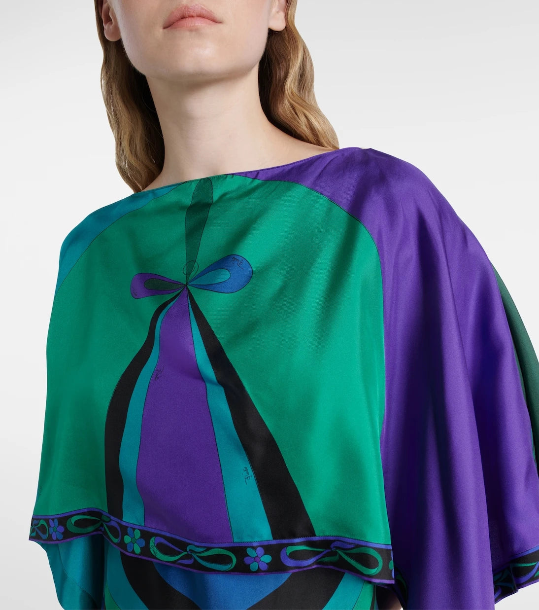 Pucci - Iride silk twill maxi dress and cape set
