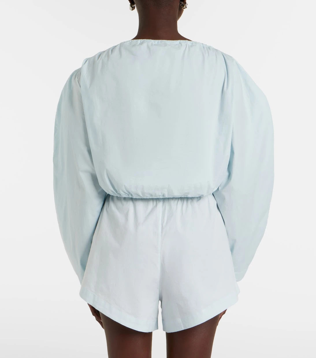 Rotate - Gathered cotton-blend blouse