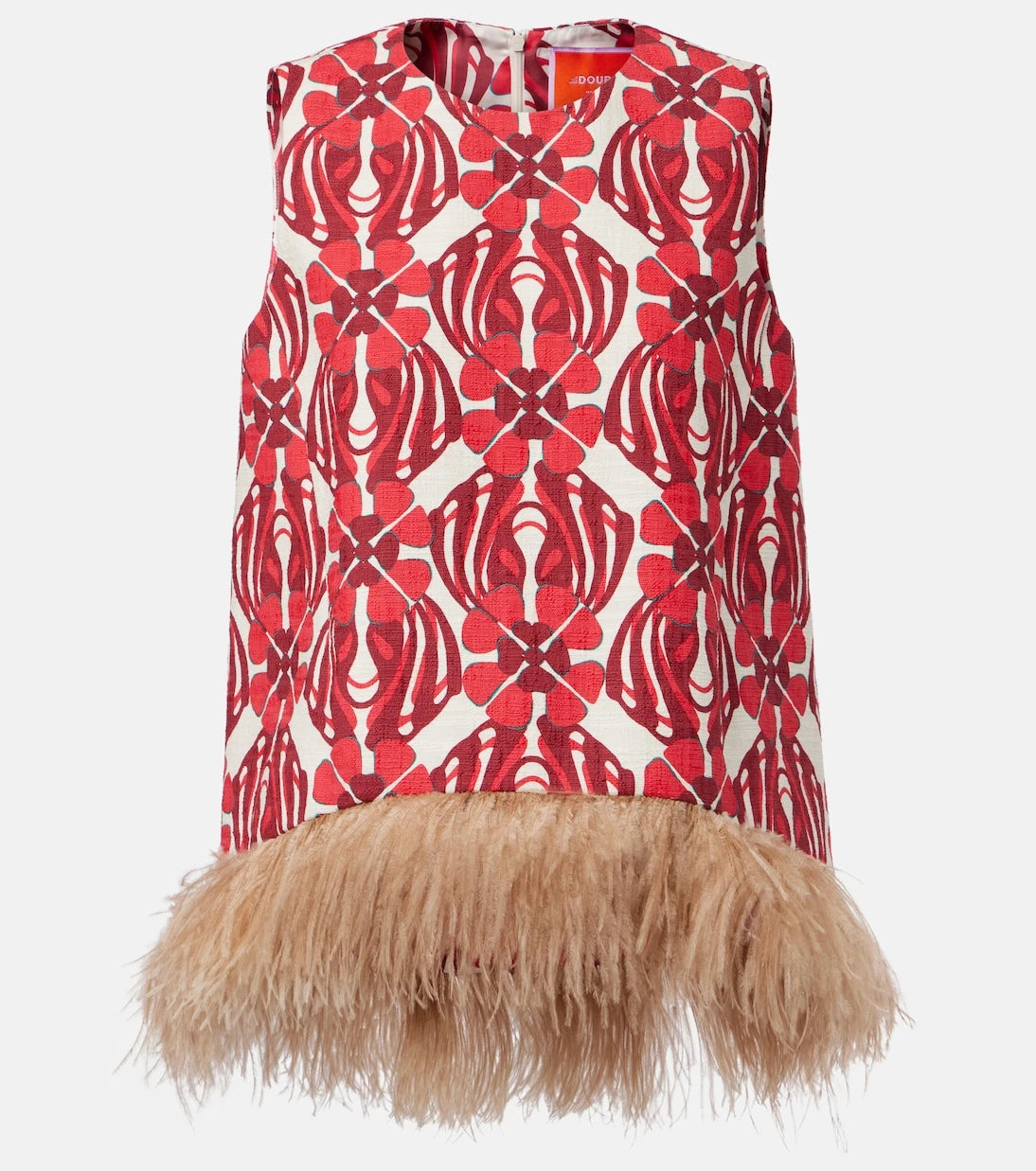 La DoubleJ - La Scala feather-trimmed cotton top