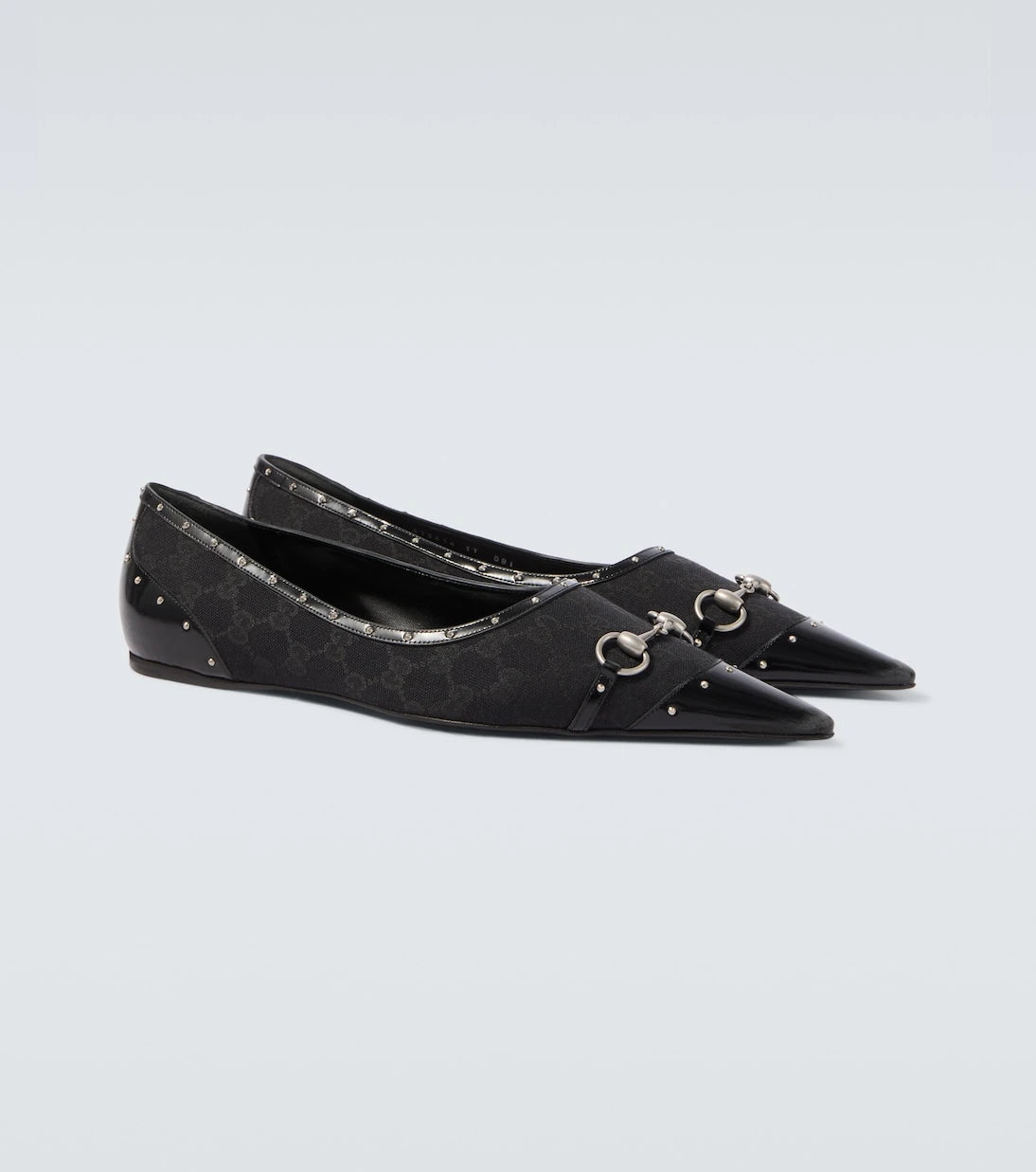 Gucci - Horsebit GG Canvas studded flats