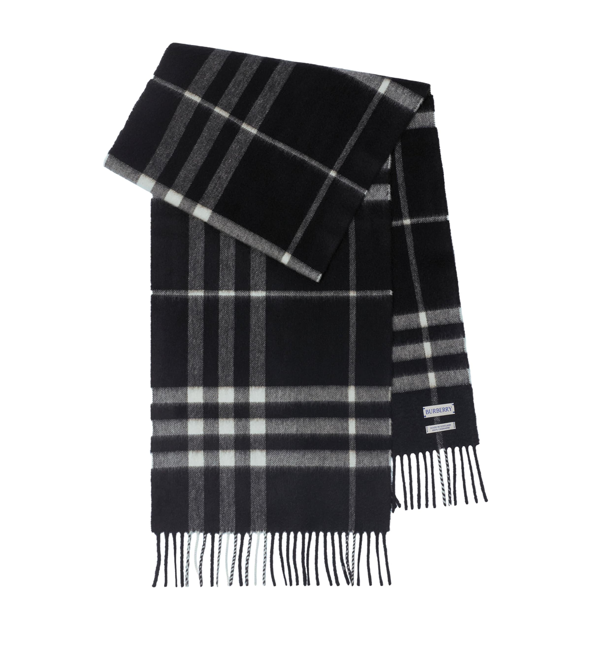 Burberry Black Cashmere Check Scarf