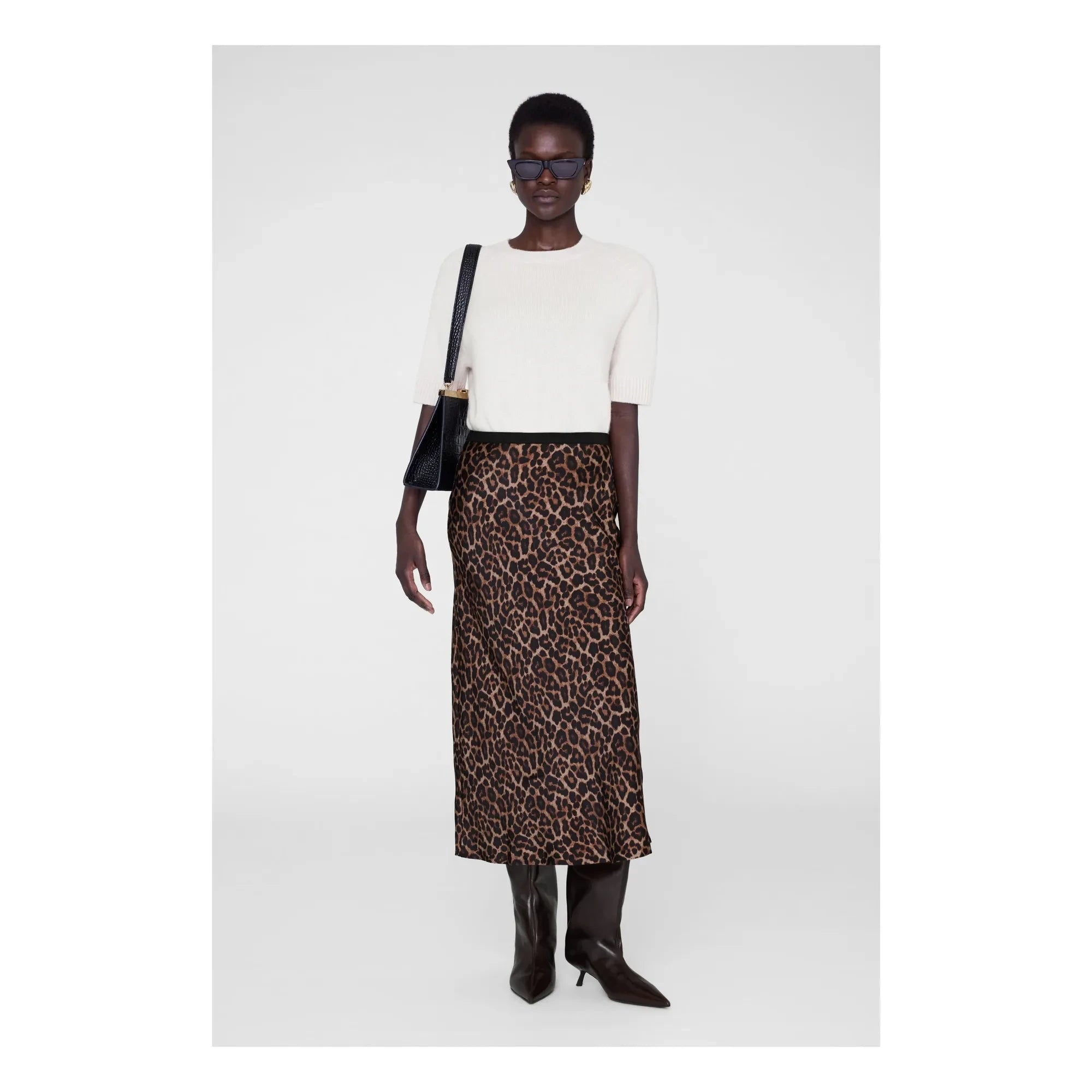 Anine Bing - Silk Leopard Bar Skirt | Leopard