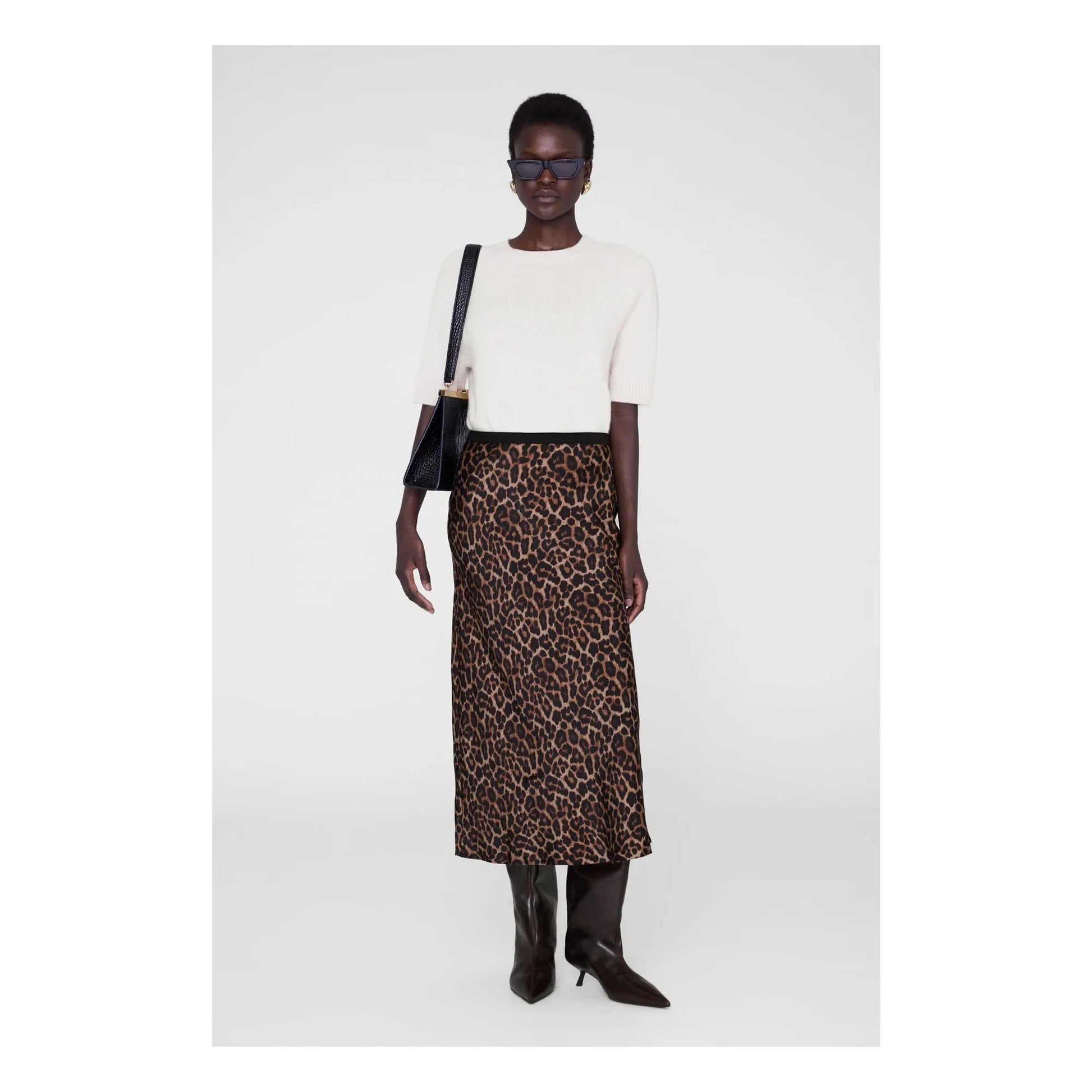Anine Bing - Silk Leopard Bar Skirt | Leopard