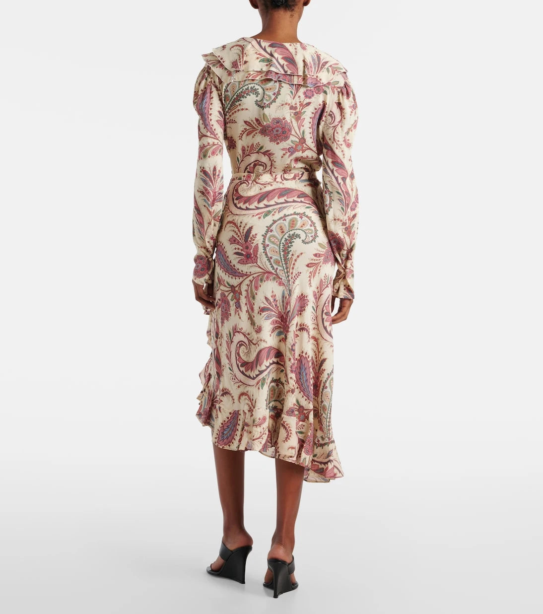 Etro - Asymmetric paisley ruffled midi skirt