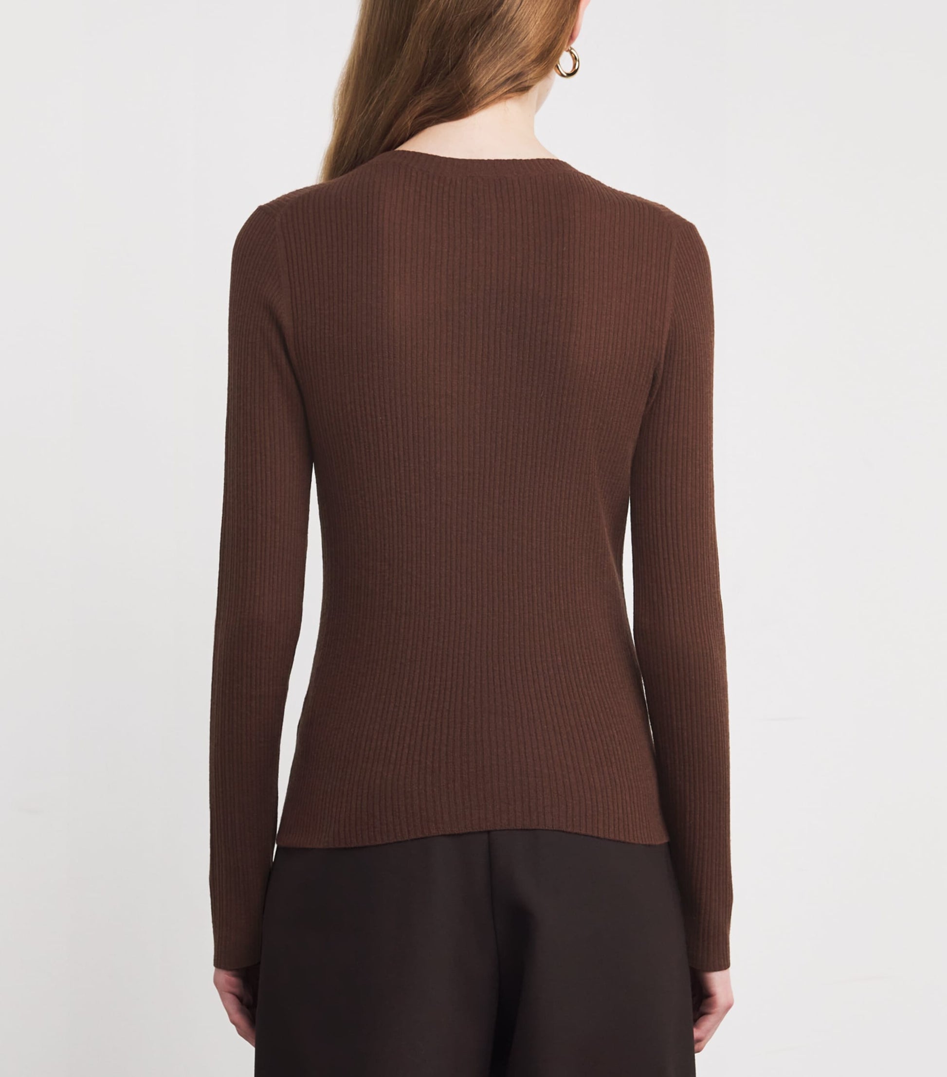 ME+EM Brown Wool-Cashmere Ribbed Sweater