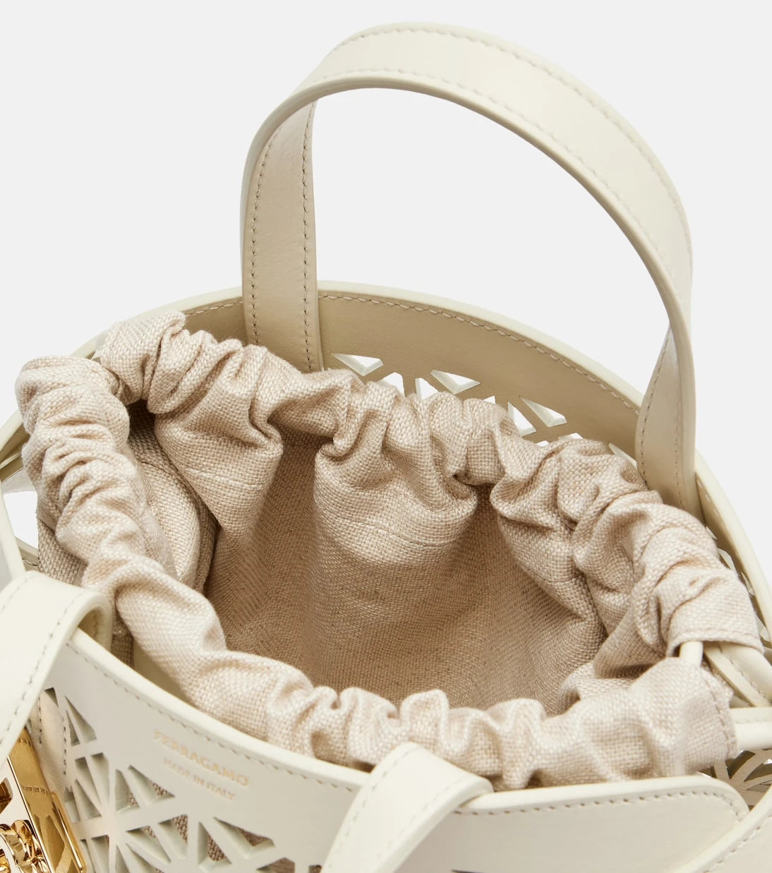 Ferragamo - Hug Mini laser-cut leather top-handle bag