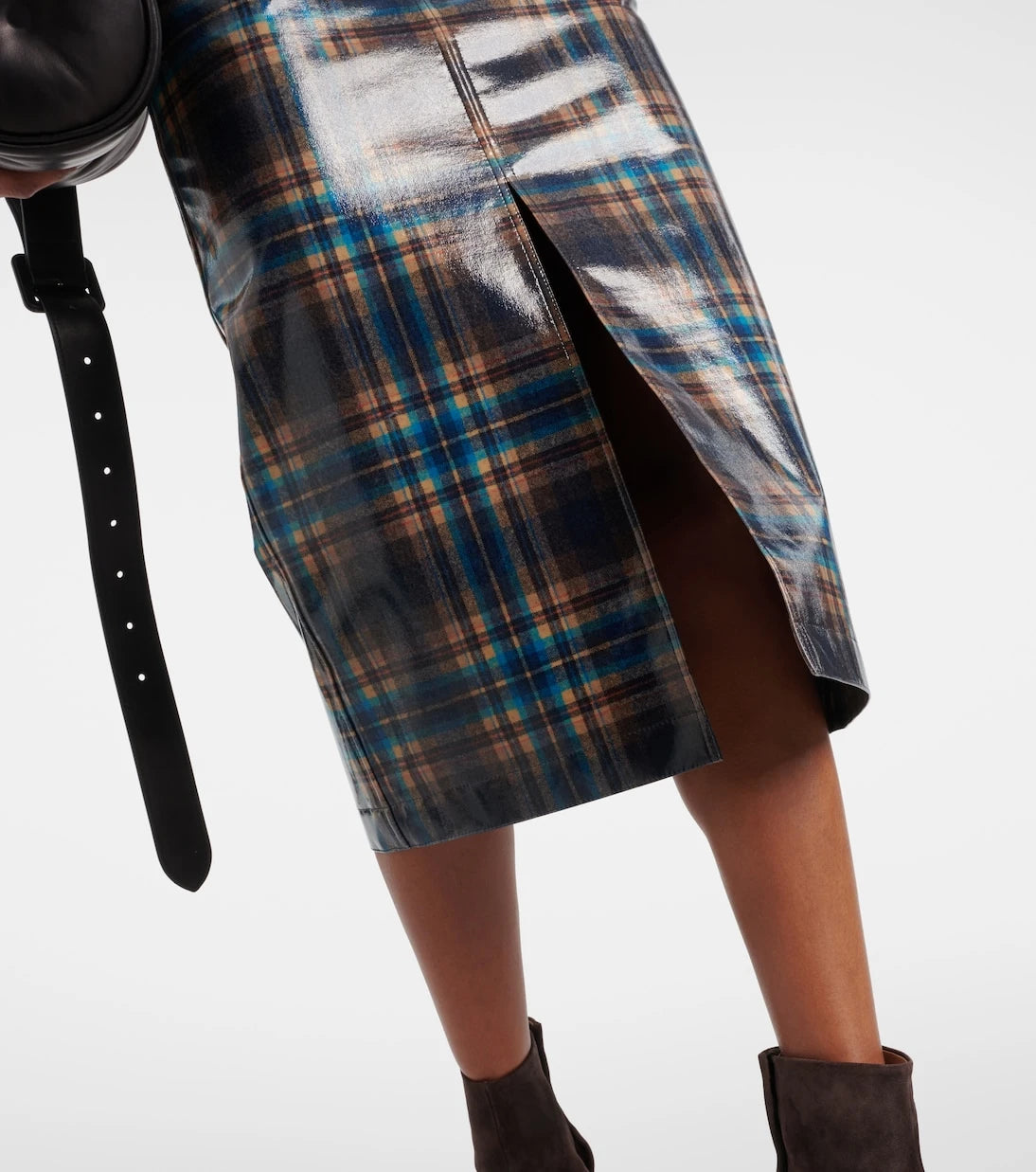 Maison Margiela - Checked coated wool midi skirt