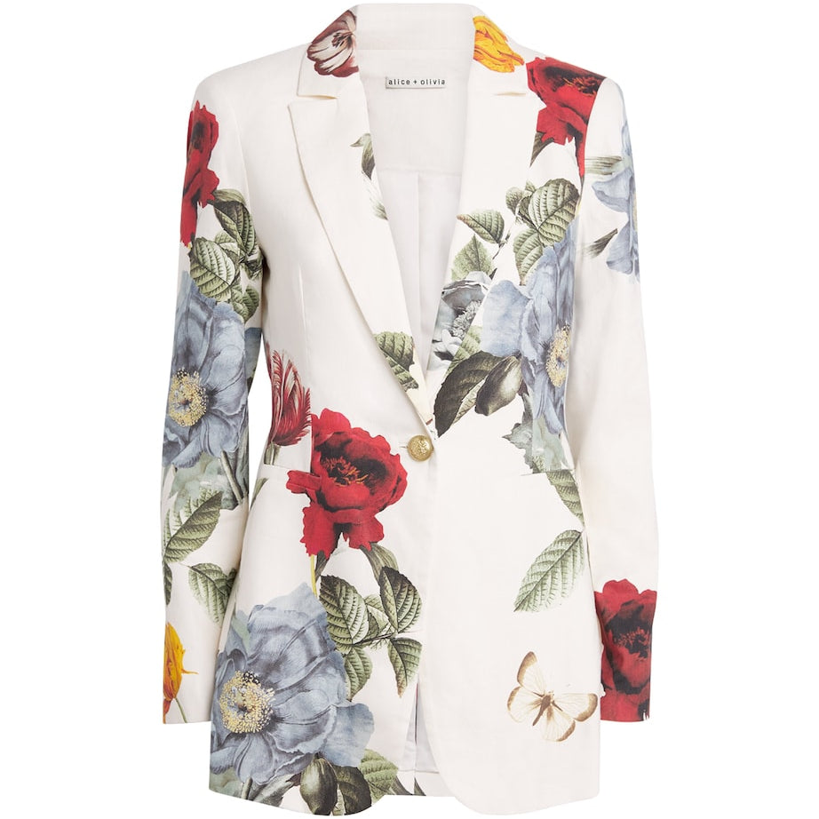 Linen-Blend Floral Breann Blazer