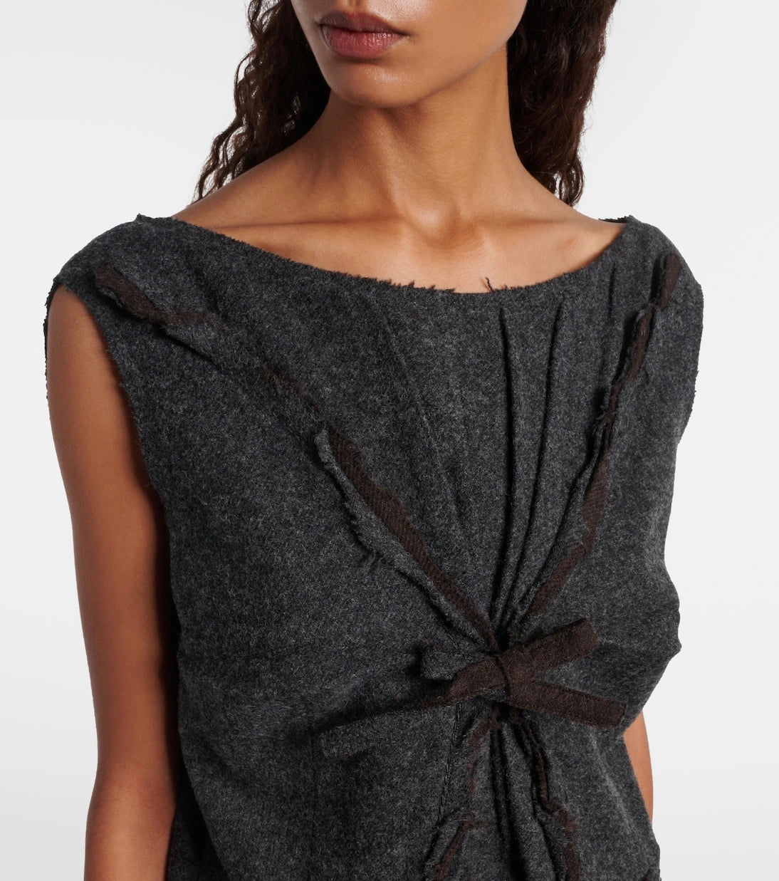 Prada - Ruffled virgin wool minidress