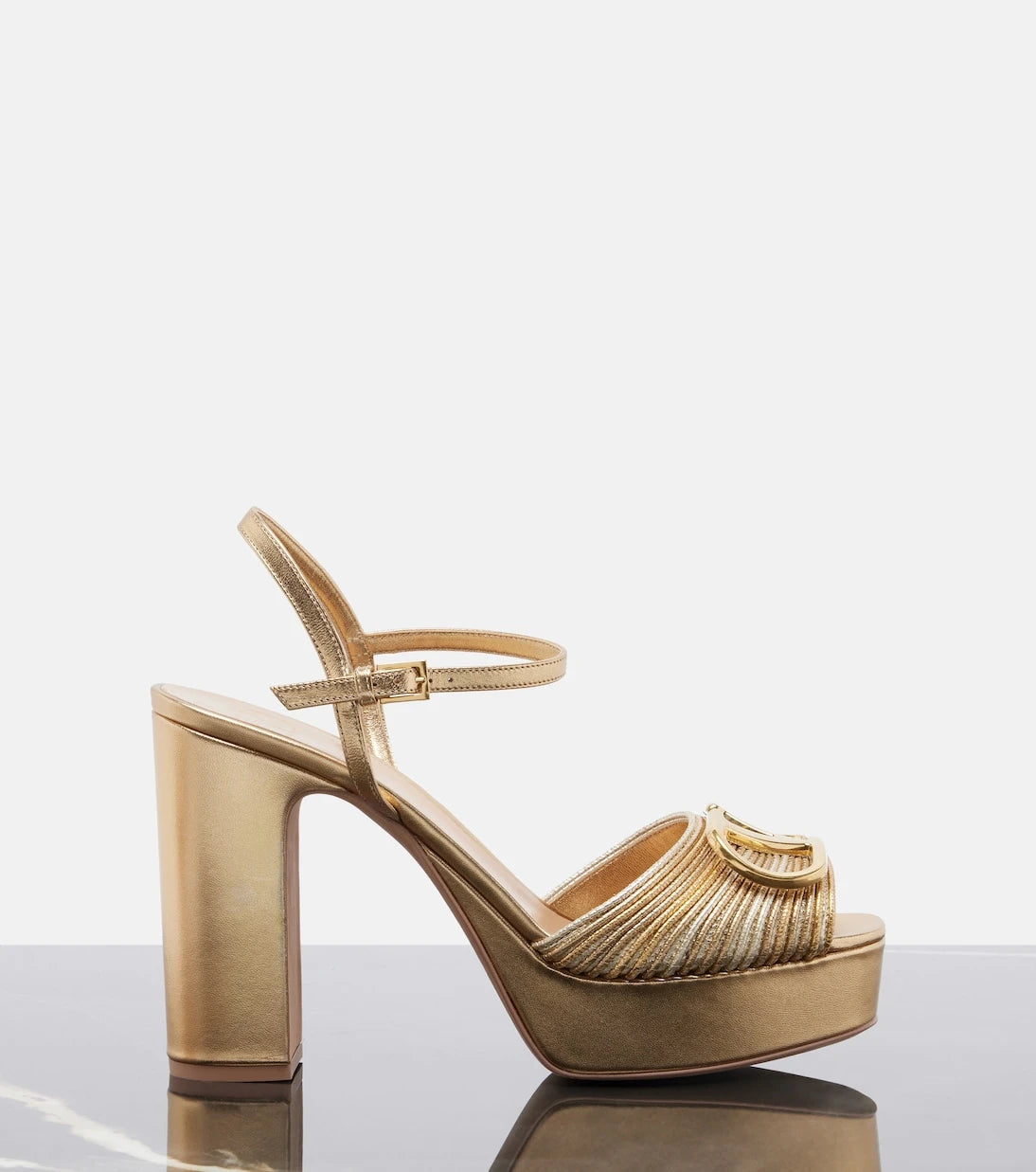 Valentino Garavani - VLogo metallic leather platform sandals