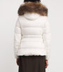 Moncler Beige Shearling-Trim Boed Puffer Jacket