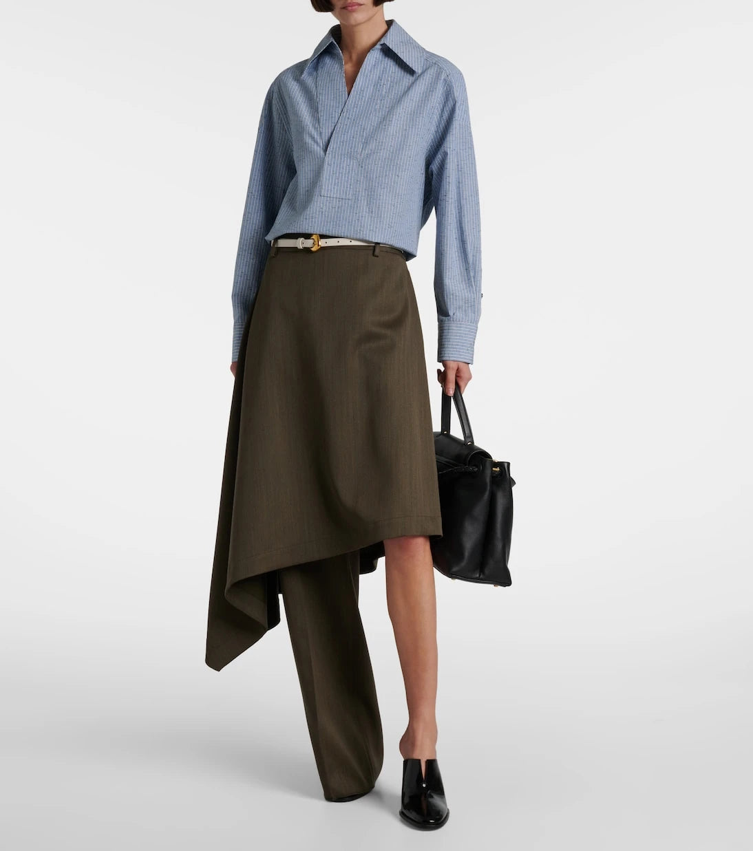 Bottega Veneta - Asymmetric wool midi skirt