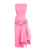 Carolina Herrera Pink Silk-Trim Cocktail Midi Dress