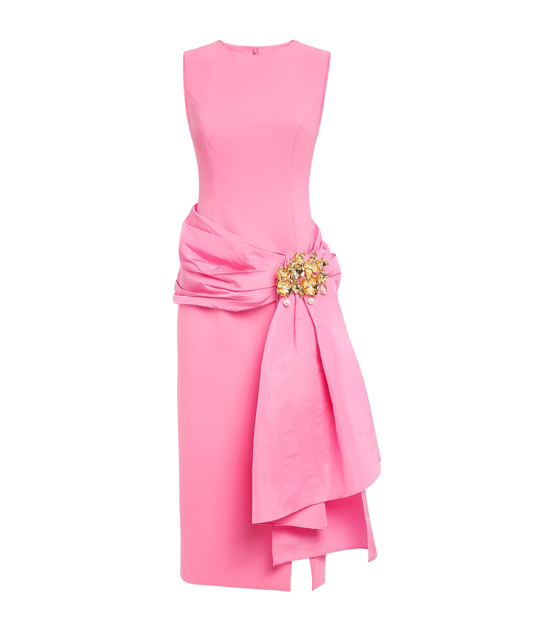 Carolina Herrera Pink Silk-Trim Cocktail Midi Dress