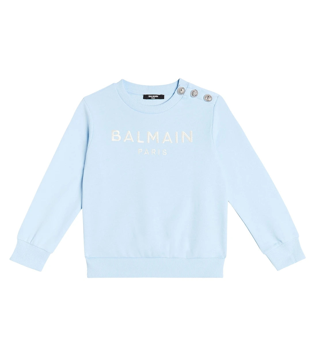 Balmain Kids - سويت شيرت من قطن الجيرسي بشعار الماركة