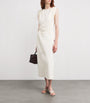 MAX&Co. White Cotton-Blend Jersey and Canvas Midi Skirt
