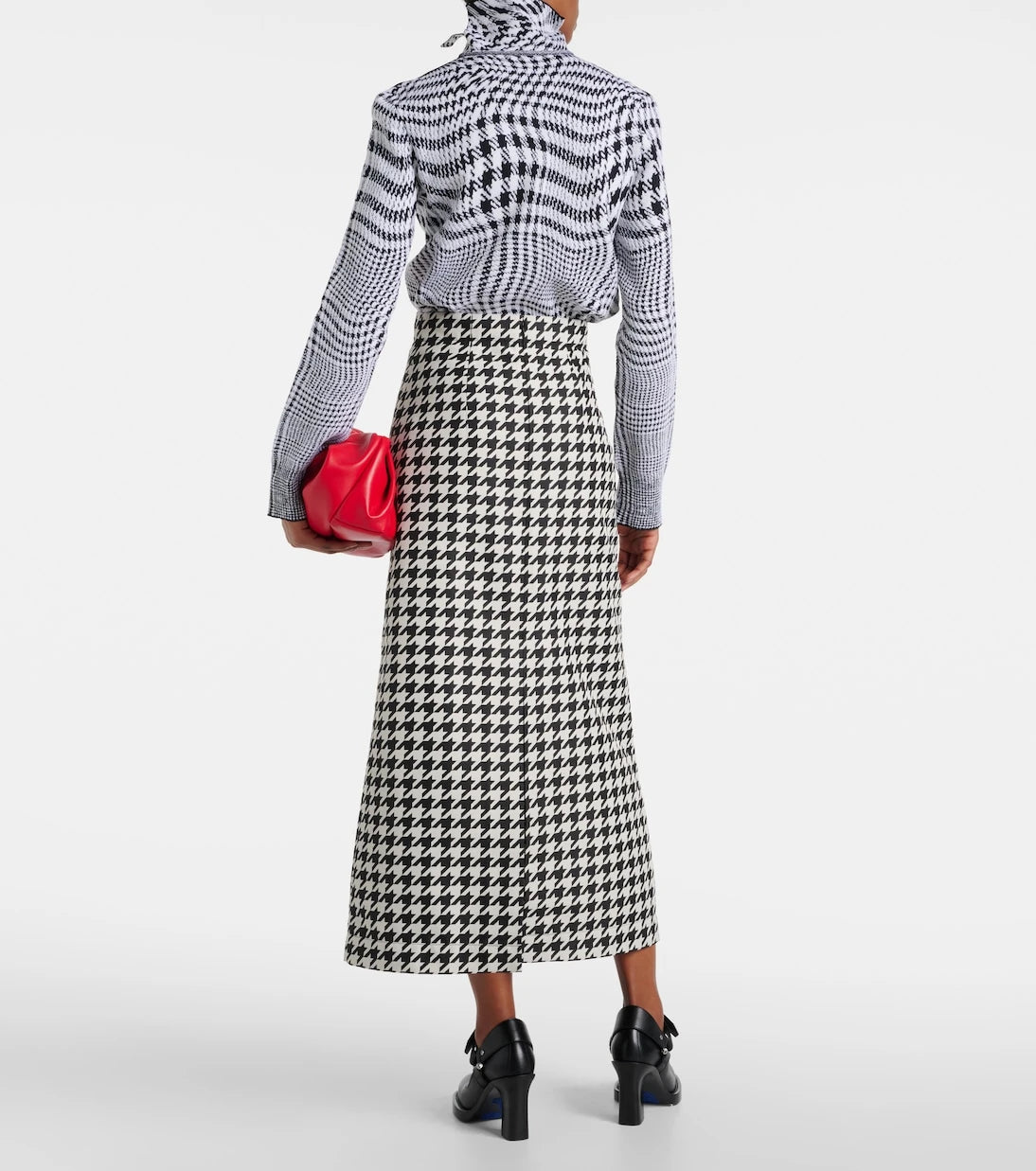 Burberry - Houndstooth twill maxi skirt