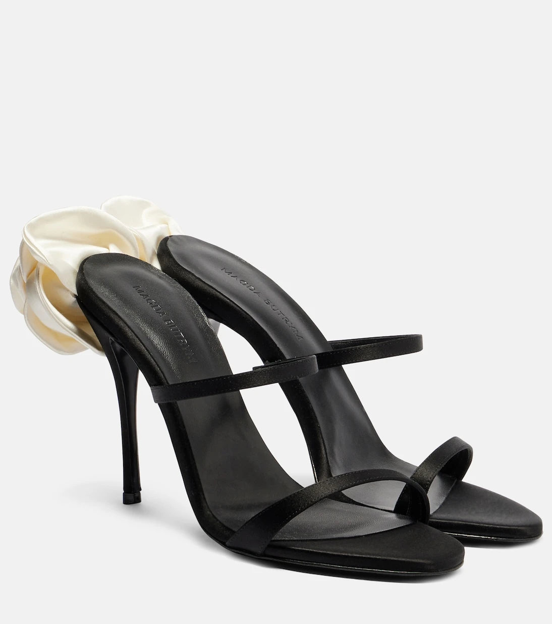 Magda Butrym - Floral-appliqué satin sandals