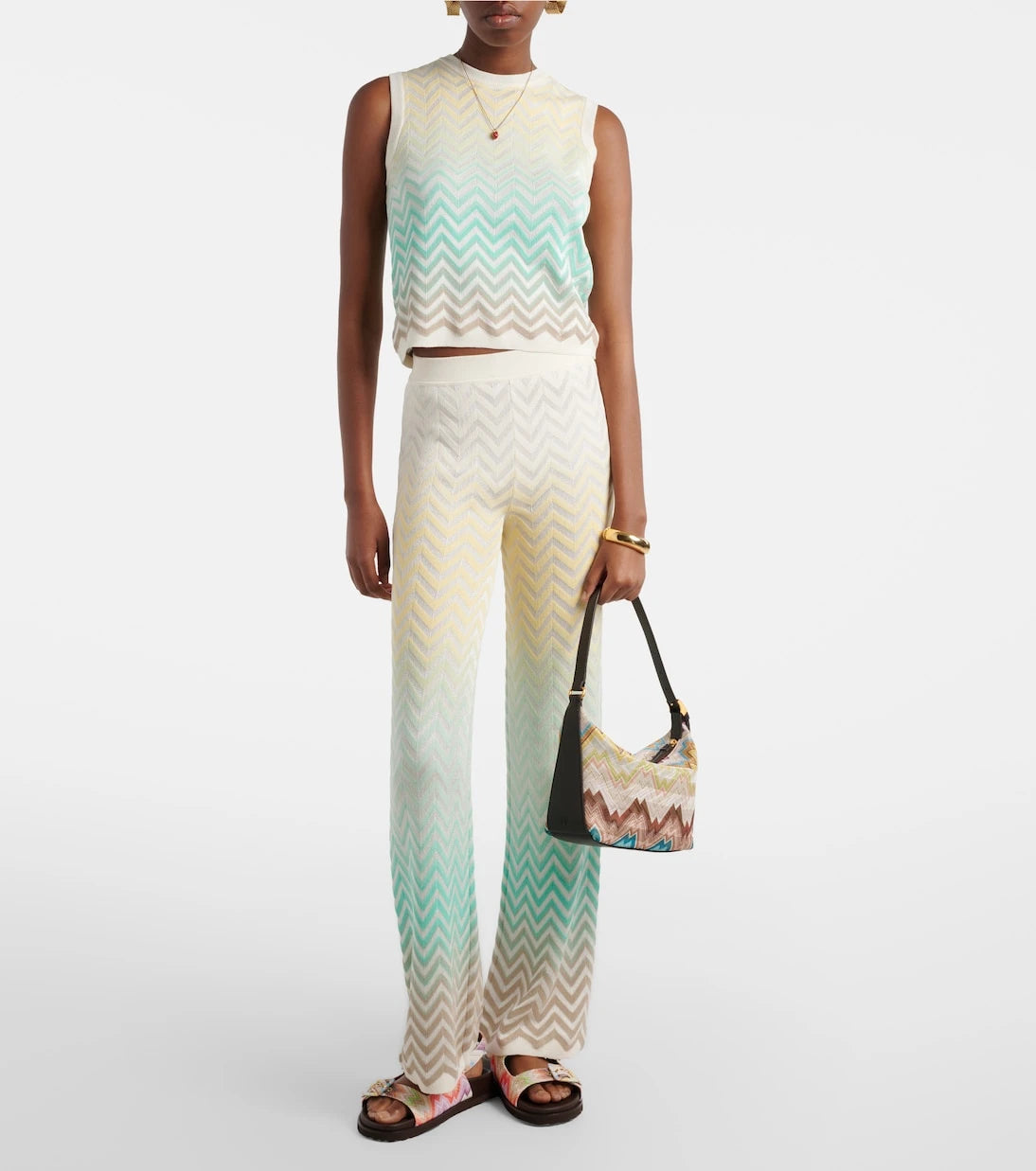 Missoni - Soft Zigzag leather-trimmed shoulder bag