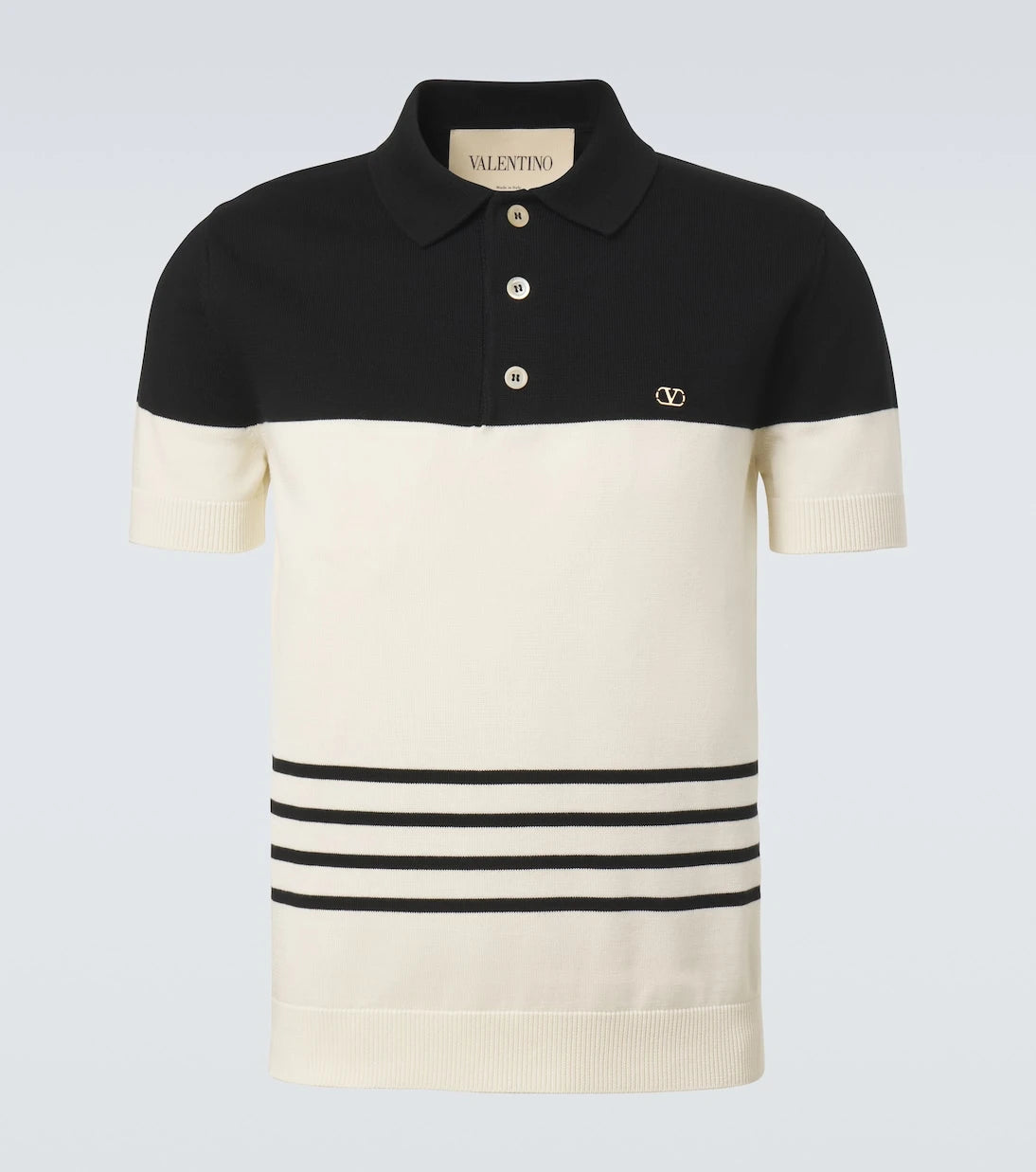 Valentino - VLogo striped cotton polo sweater