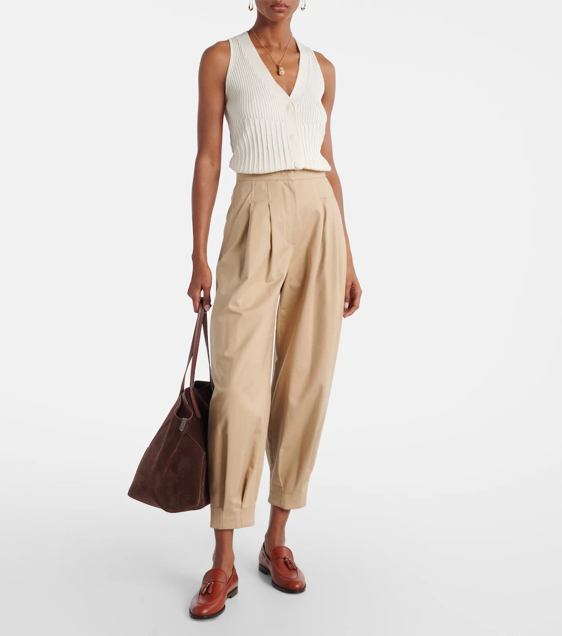 Max Mara - Bimba fitilli örgü pamuk karışımlı yelek