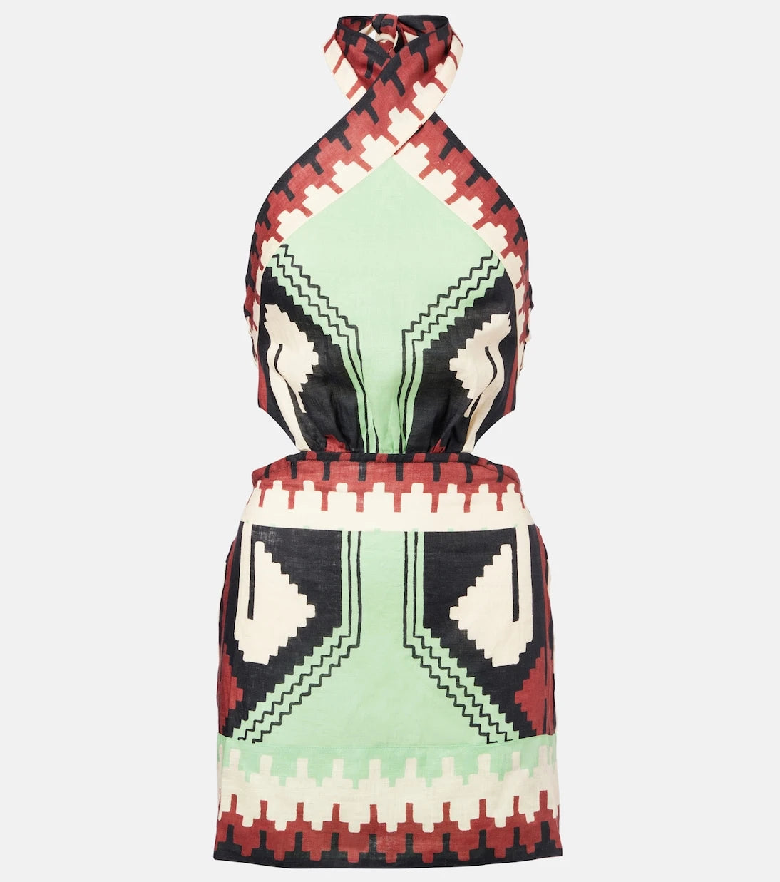 Johanna Ortiz - Printed halterneck linen minidress