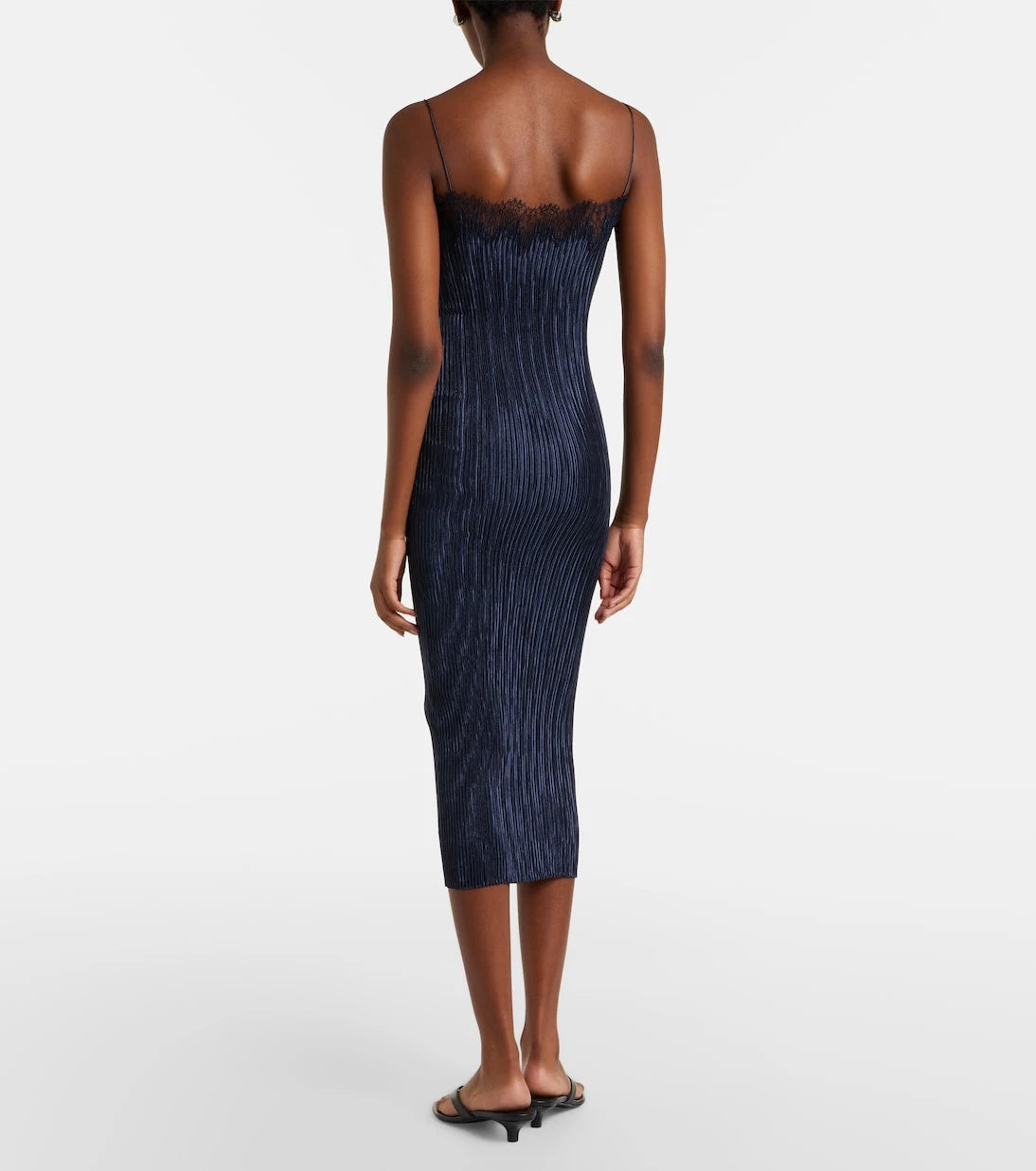 Fforme - Lumi lace-trimmed pleated midi dress