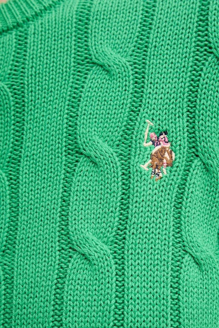 U.S. Polo Assn. пуловер дамски от памук CREW NECK CABLE