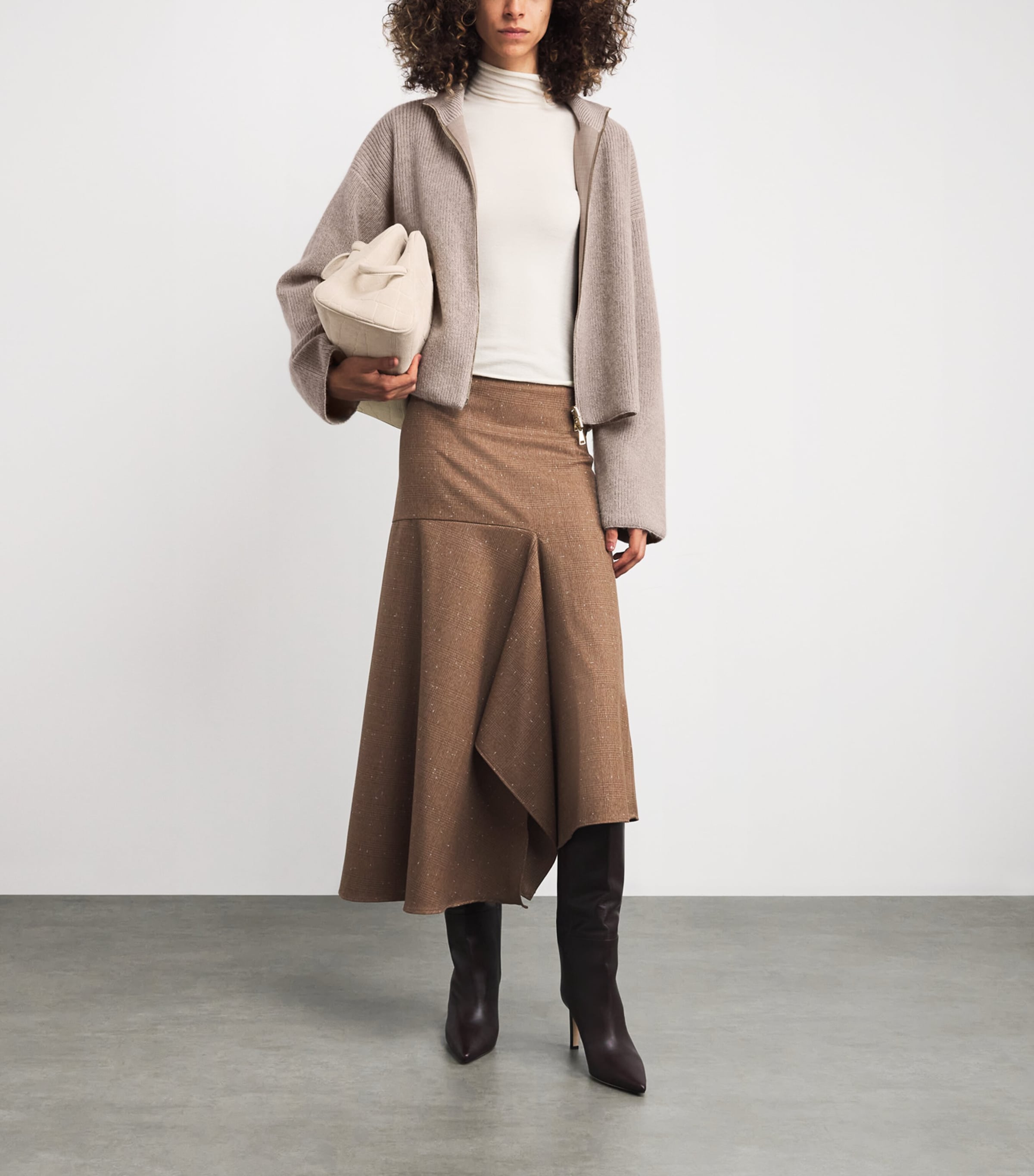 Fabiana Filippi Brown Reversible Zipped Cardigan