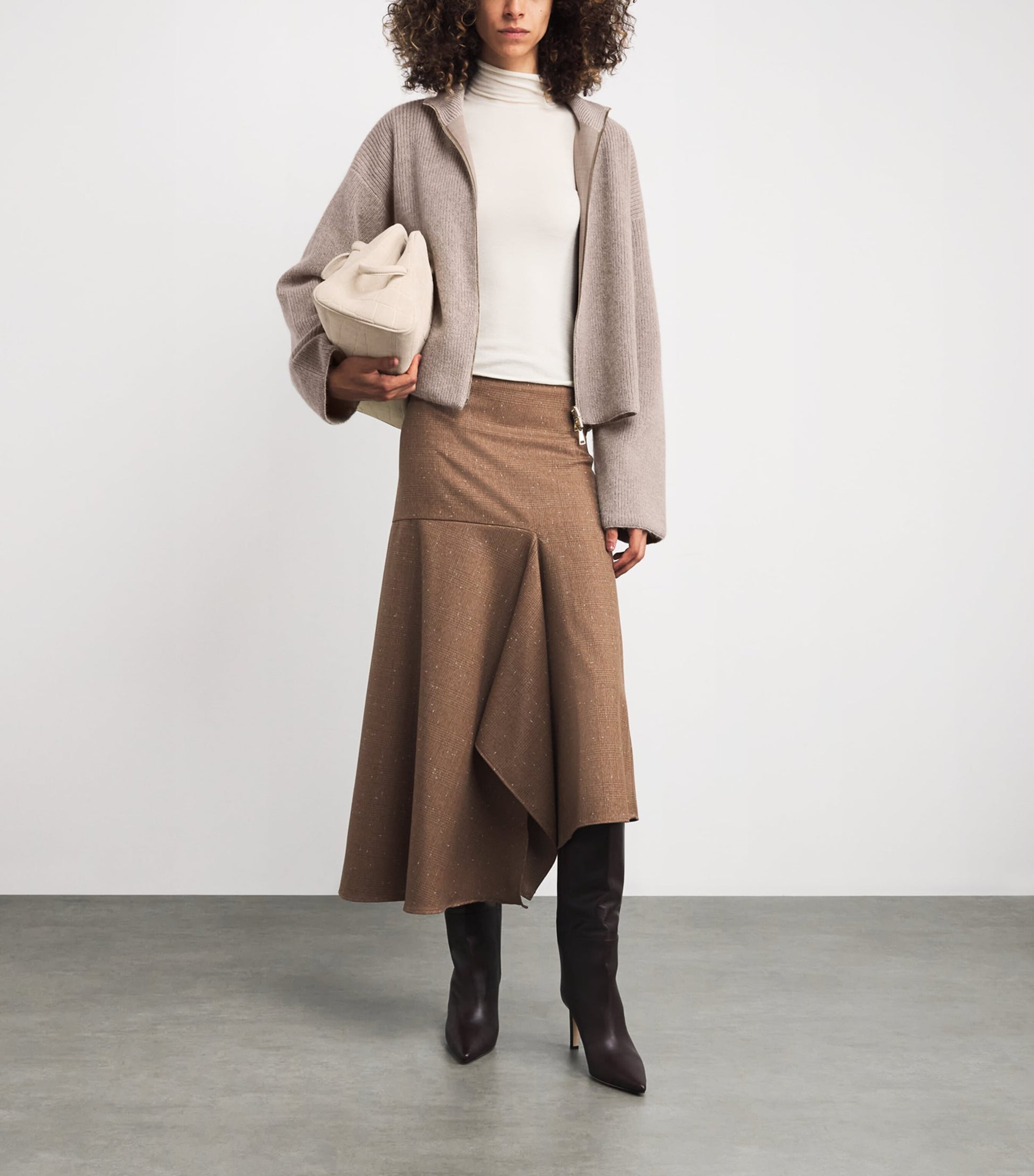 Fabiana Filippi Brown Reversible Zipped Cardigan