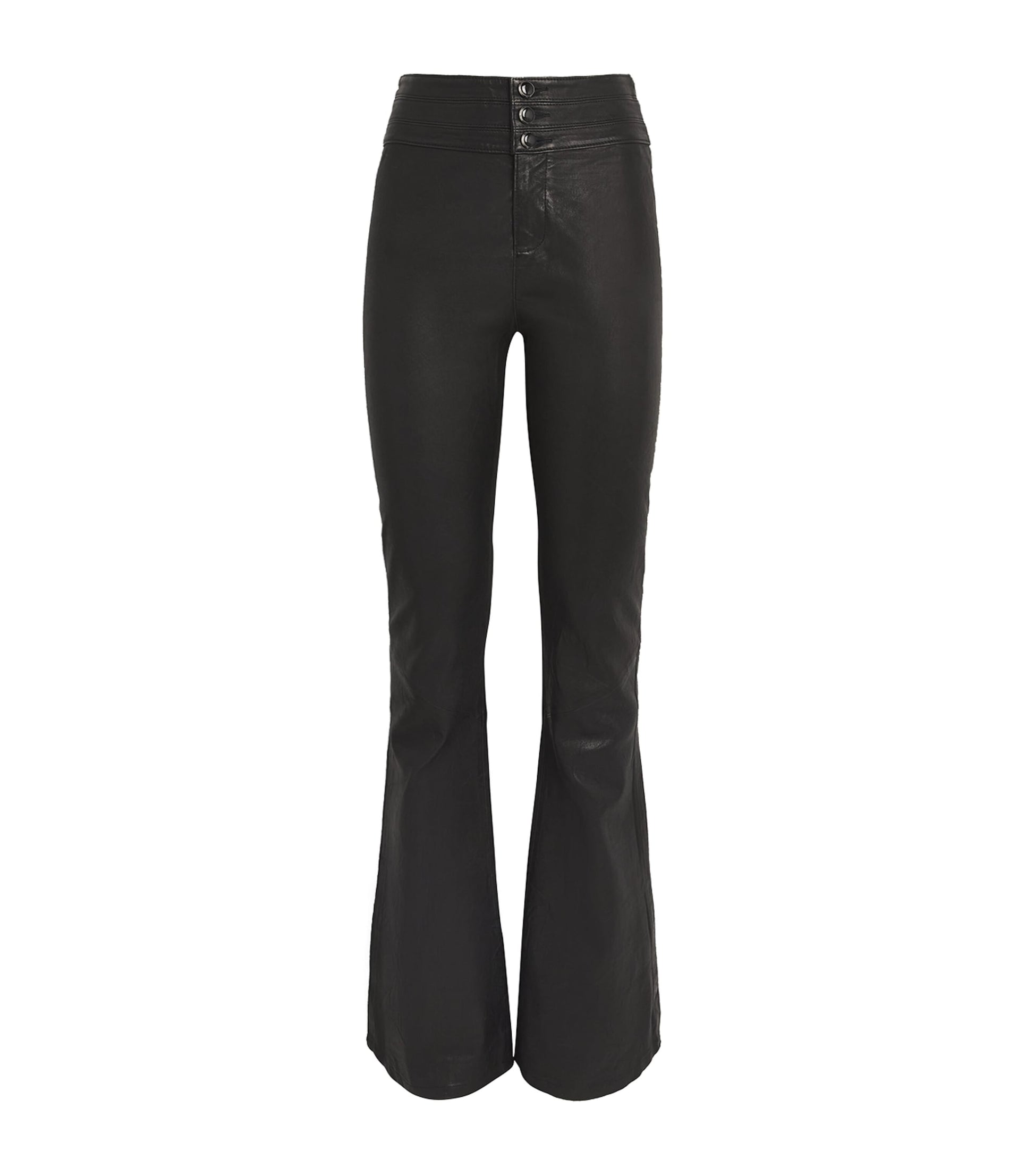 Black Leather Lou Lou Flared Trousers