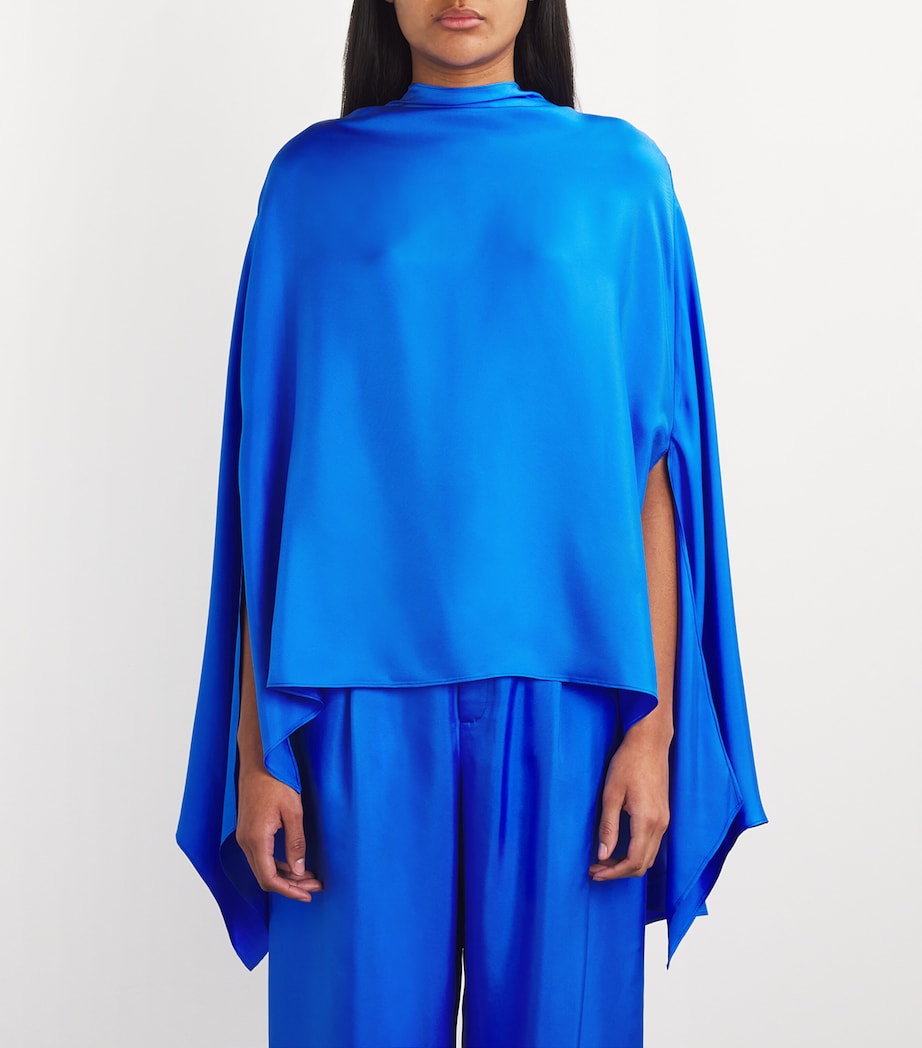 Blue Silk Oversized Cape