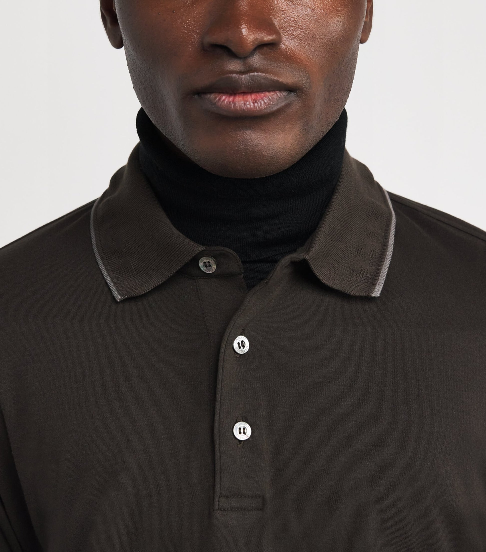 Cotton-Cashmere Long-Sleeve Polo Shirt