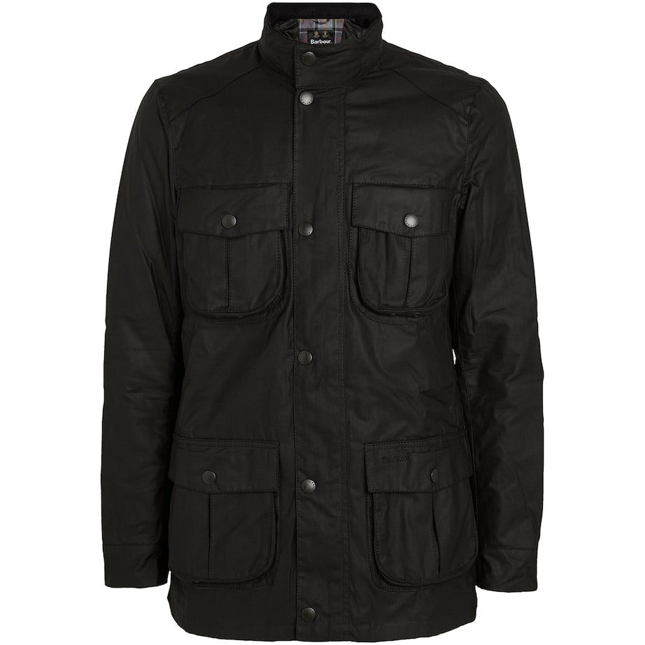 Black Hooded Wax Jacket