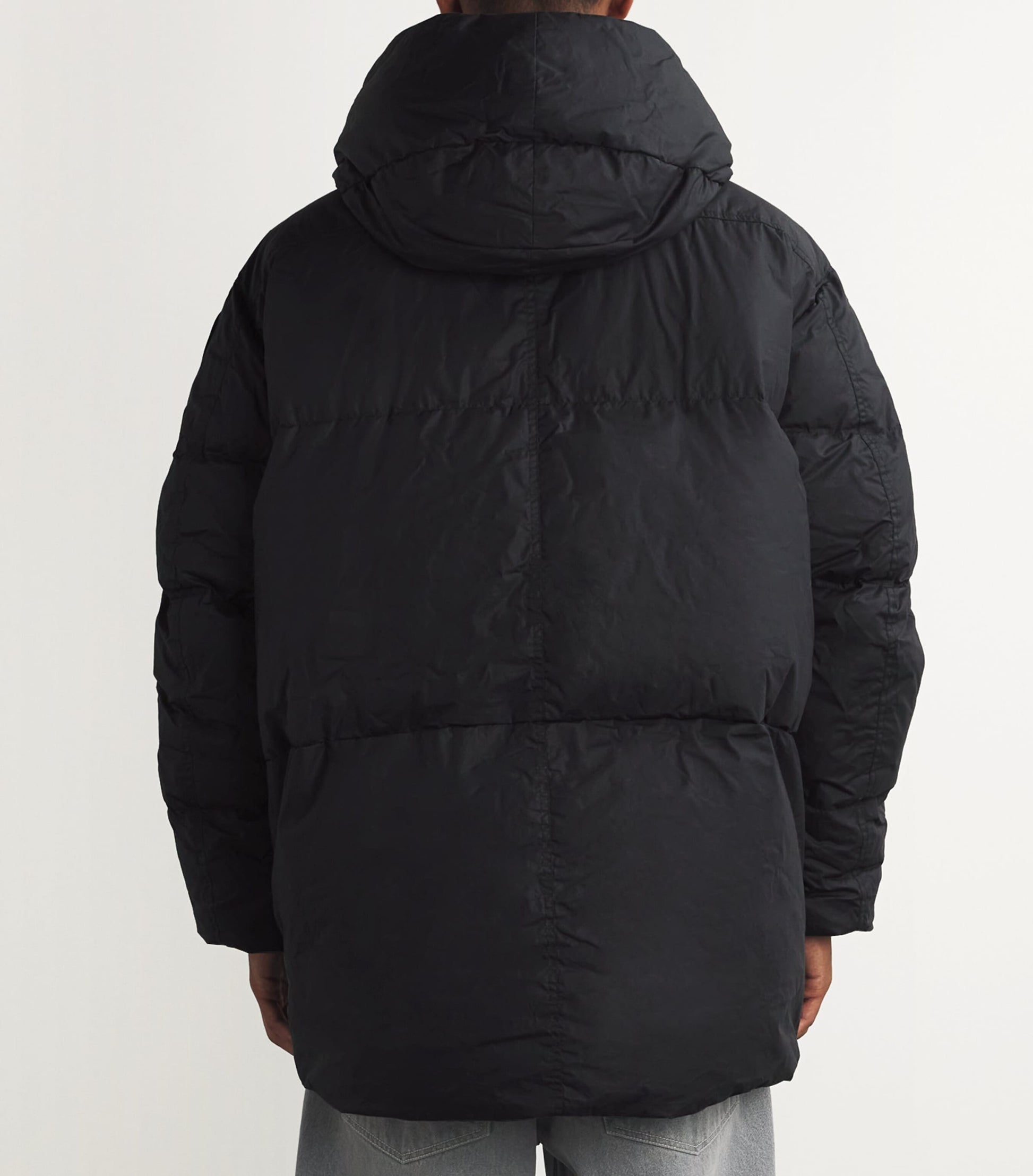 Black Mid-Leg Wilu Duvet Puffer Jacket