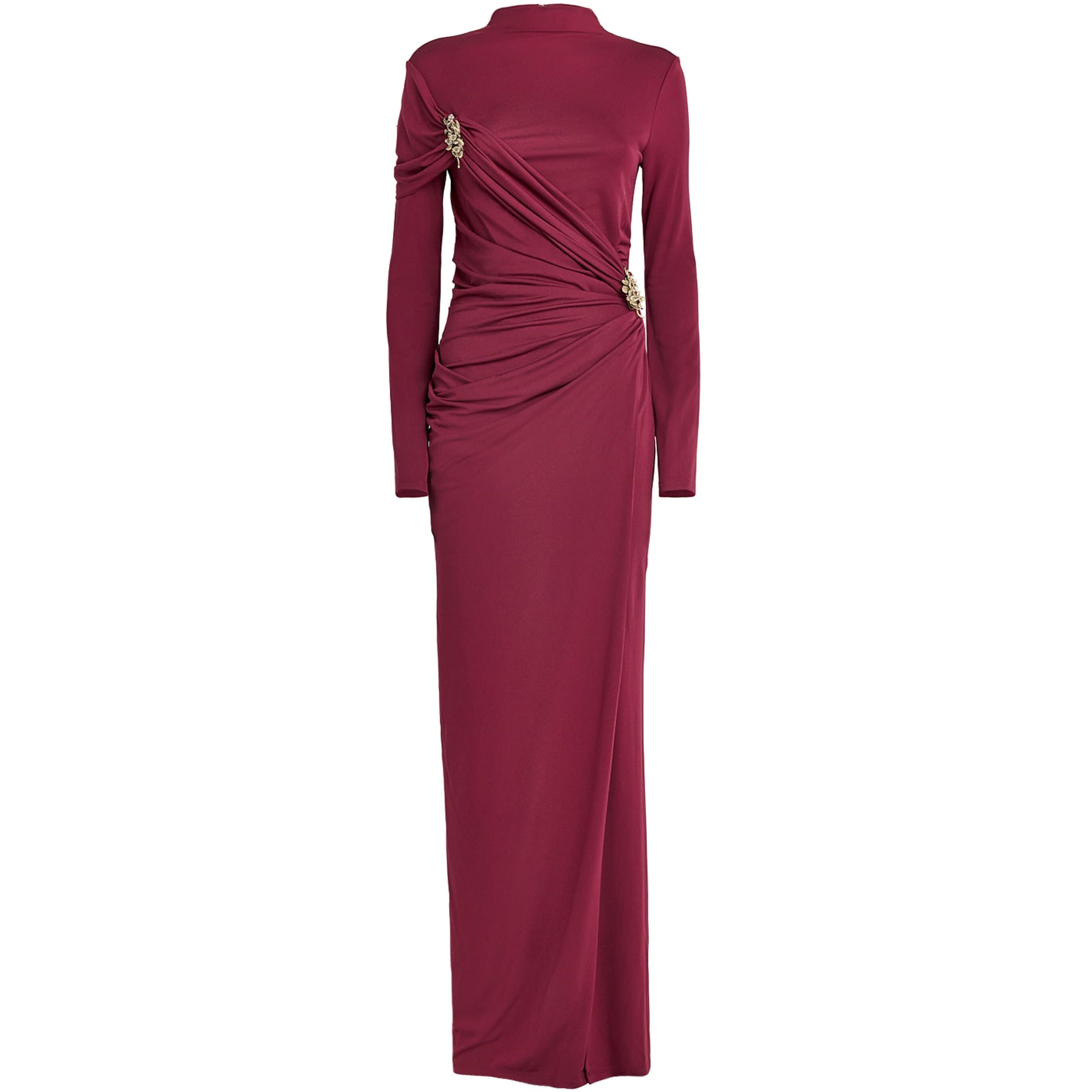 Simkhai Red Draped Embellished Izadora Maxi Dress