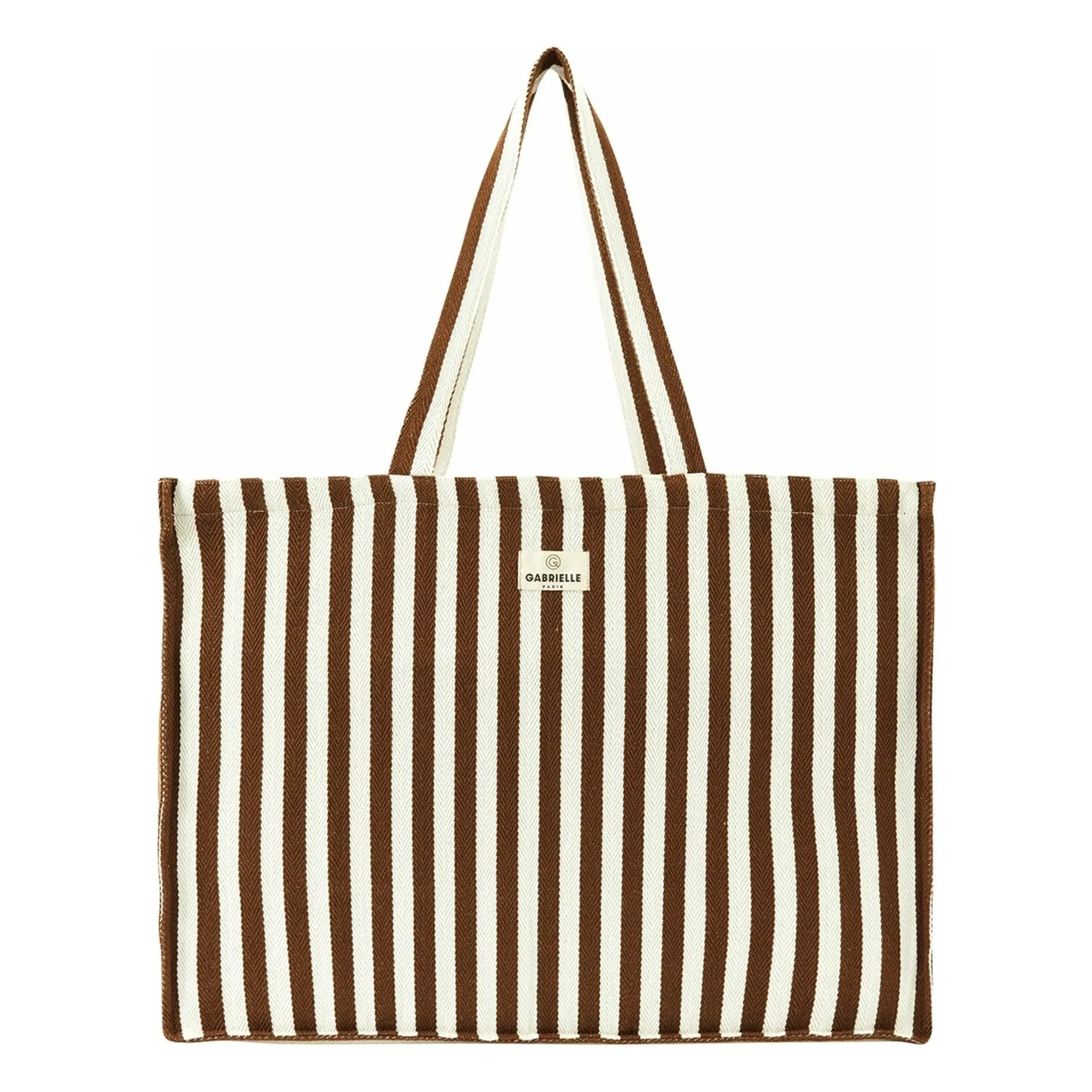 Gabrielle Paris - Striped cotton weekend bag | Mocha