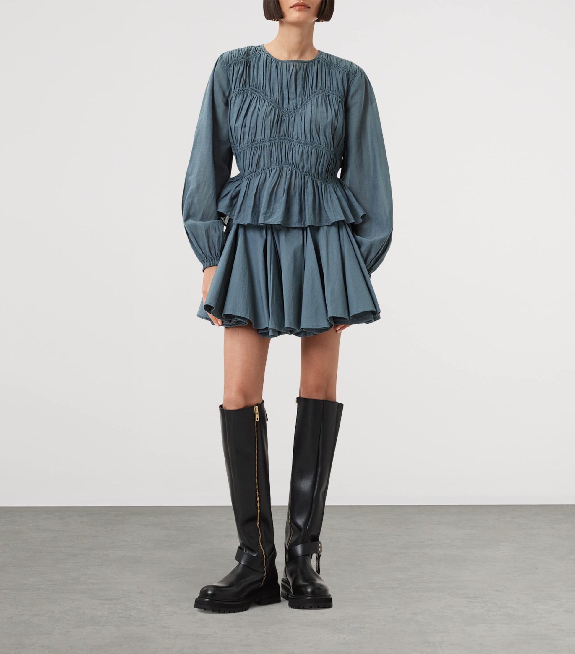 Blue Organic Cotton Tulip Mini Skirt