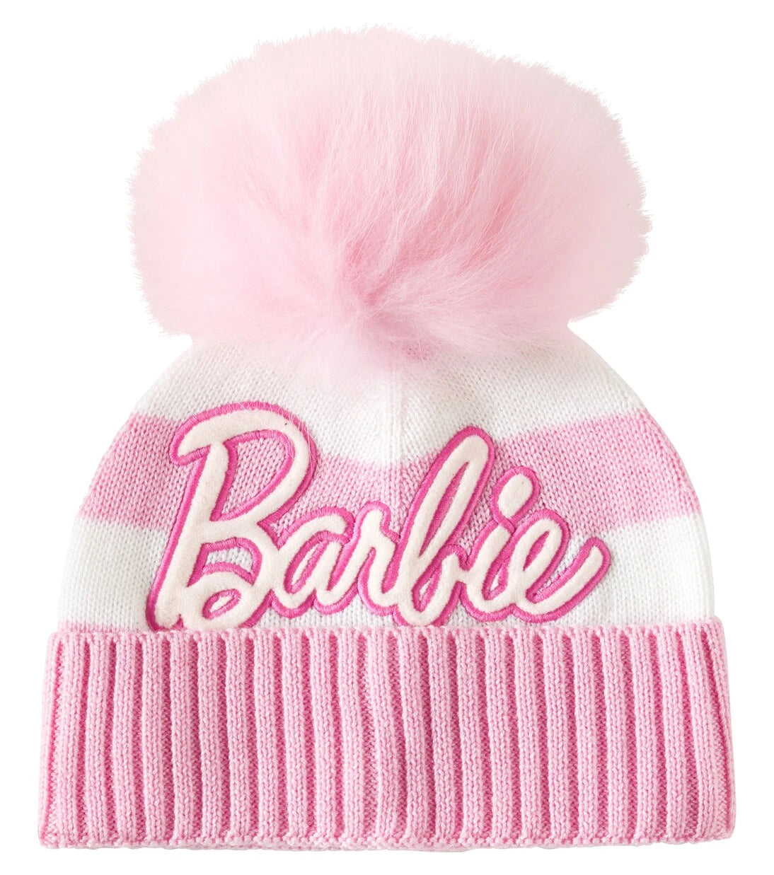 Monnalisa - x Barbie® pompom embroidered striped beanie
