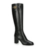 Valentino Garavani Black Leather VLogo Knee-High Boots 70