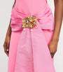 Carolina Herrera Pink Silk-Trim Cocktail Midi Dress