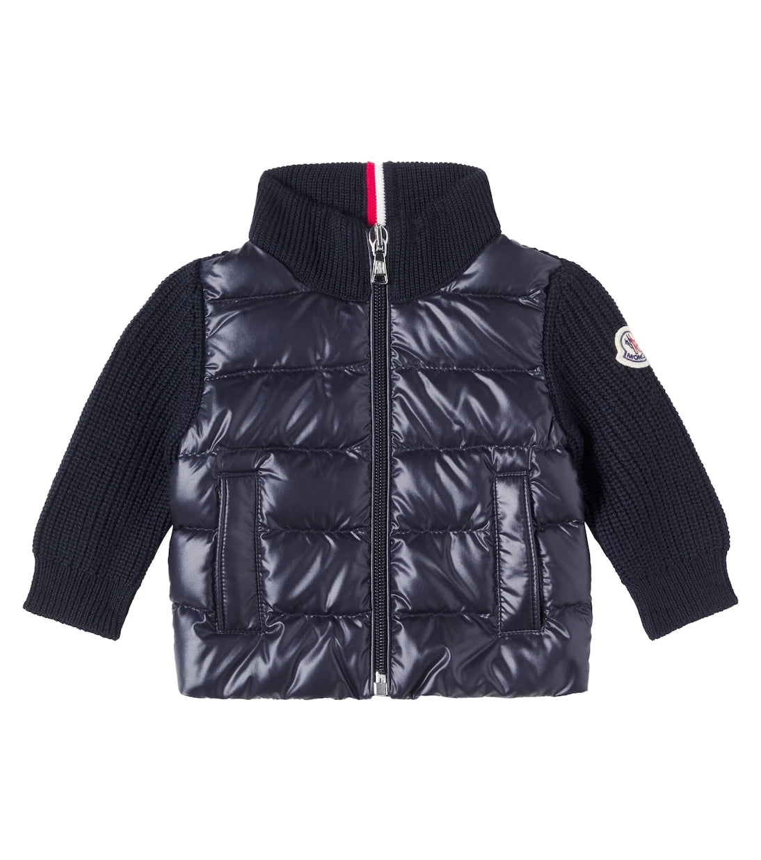 Moncler Enfant - جاكيت أطفال صوف محبوك مبطن بالريش