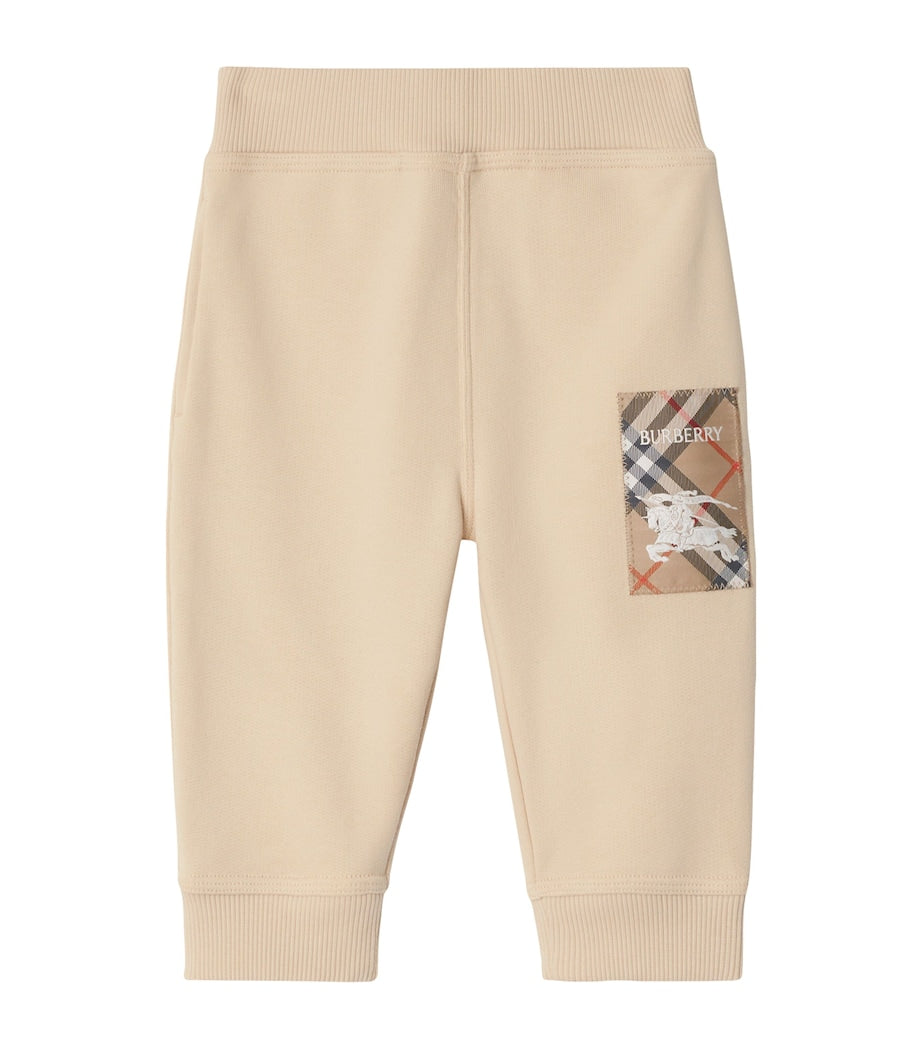 Burberry Kids Cotton Check-Label Sweatpants (6-24 Months)